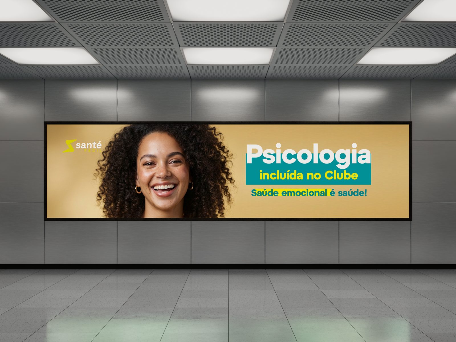 Campanha Santé Fácil exibida em painel digital
